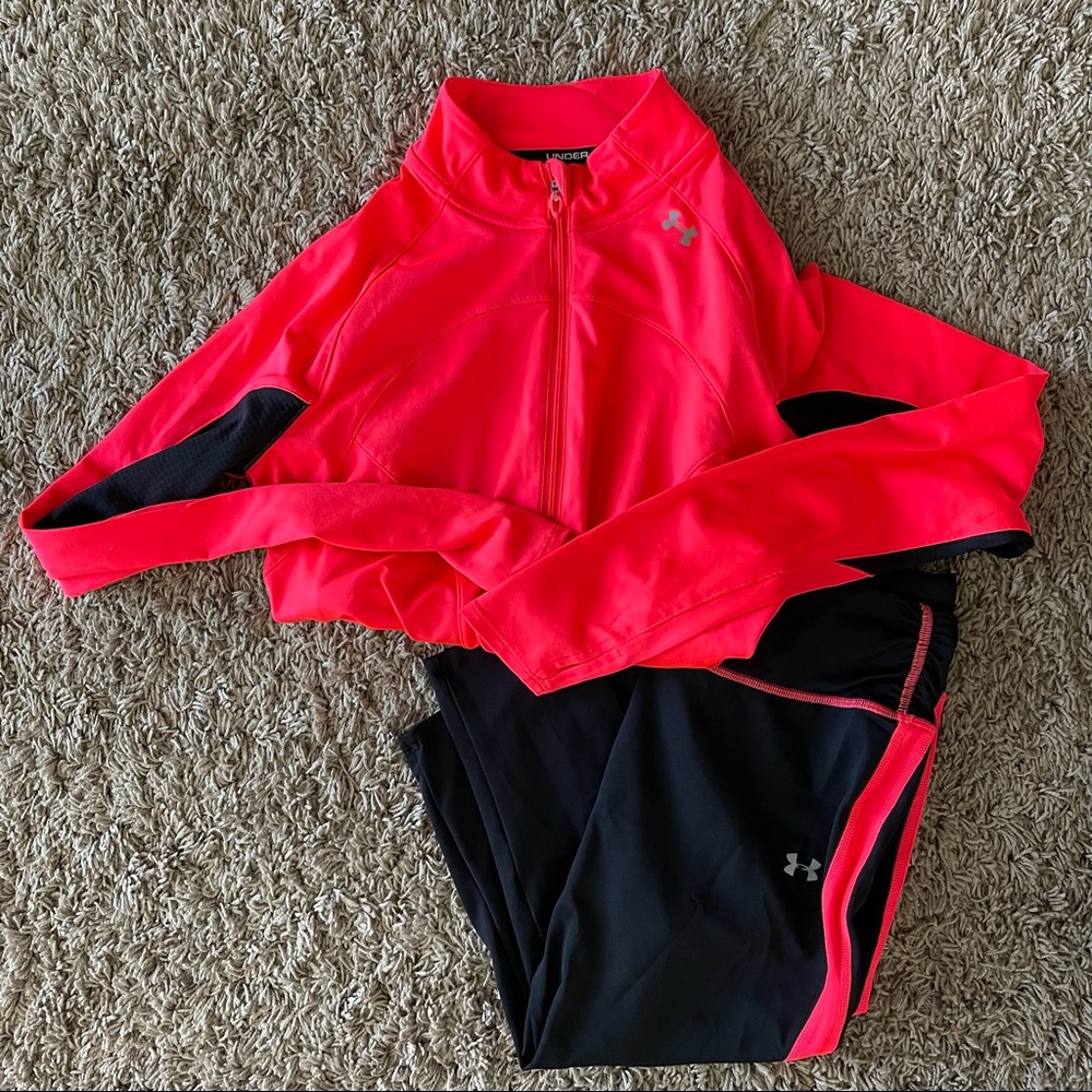 Under Armour Pink Matching Pullover and Legging Set